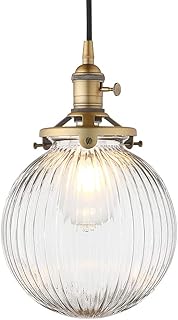 Yosoan Pendelleuchte geriffelte Klarglas Deckenleuchte Hängelampe Loft Kronleuchter Industrie Lo…