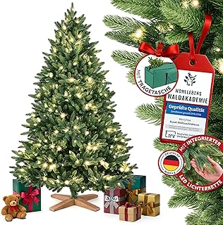 MerryTree Luxus künstlicher Weihnachtsbaum 180 cm – Weihnachtsbaum mit Beleuchtung LED – Tannenb…