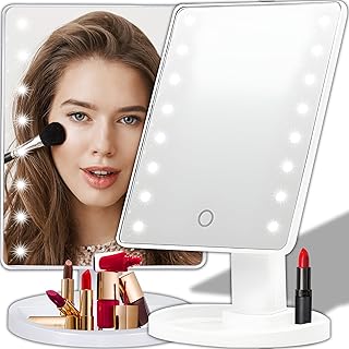 Retoo Drehbar Kosmetikspiegel LED mit Beleuchtung, Makeup Spiegel, Schminkspiegel für Zuhause un…