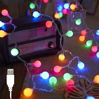 ENLACE Lichterkette Innen, 6M 40 LED Lichterkette Kugeln, USB-Betrieb, Bunte Kugel Lichterketten …