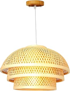 Boho Handgefertigter mehrschichtiger natürlicher Weiden-Rattan-geflochtener Hängeleuchter für …