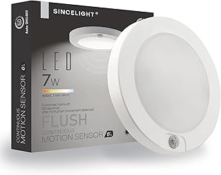 SINCELIGHT LED-Deckenleuchte mit PIR-Bewegungssensor, automatisch EIN/AUS, 7W, Kaltweiß 6000K, A…