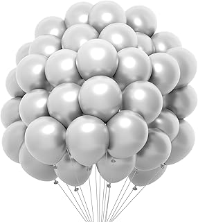Luftballons Silber Metallic Luftballons 60 Stück Geburtstag Dekoration Ballons Für Party, Hochz…