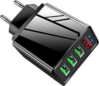USB Ladegerät Mehrfach mit LED Display, 5V/2.4A Adapter mit 3 Port USB A Netzteil, Universelles …