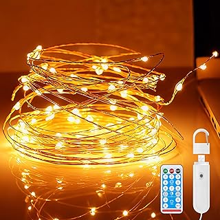 Philorn Mini Lichterkette, 10m 100 LED Micro LED Lichterdraht mit Batterie 8 Modi/Timer/Fernbedie…