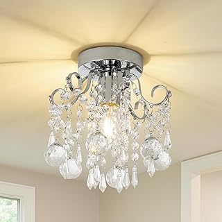 Modern Kristall Kronleuchter, 1-flammig Kristall Deckenleuchte Wohnzimmer, Glas Deckenlampe Wohnz…