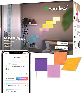 Nanoleaf Canvas Erweiterungspack, 4 zusätzliche LED Lichtquadrate – Smarte Modulare WLAN LED RGB…