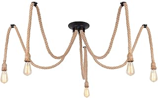 DIY Retro Hanfseil Industrie Kronleuchter,Industriestil Hängeleuchte Pendelleuchte für Küche W…