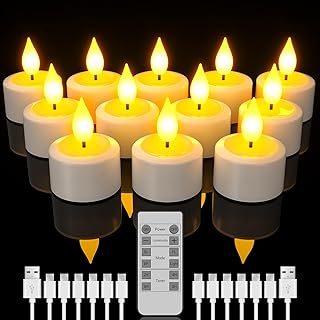 SoulBay Wiederaufladbare Teelichter, 12 Stück Wiederaufladbare Kerzen Flackernd mit Fernbedienun…