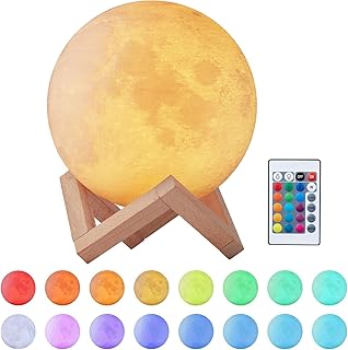 EXTSUD Mond Lampe 16 Farben 3D Mondlampe Nachtlampe mit mit Fernbedienung&Touchschalter Dimmbar U…