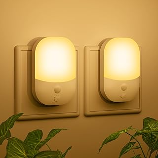 2 Stück Nachtlicht Steckdose mit Dämmerungssensor, 5 Einstellbare Helligkeitsstufen, ON/OFF/AUT…