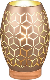 RL LIVE YOUR LIGHT Reality Leuchten Tischleuchte Bidar R51571065, Metall Coffee, Holz naturbelass…