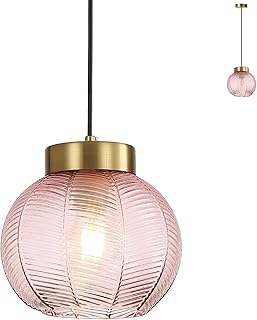 Vintage Pendantleuchte mit Kugelförmige Blattgeflecht-Glas & Gold-Metall Fassung, Höhenverstell…