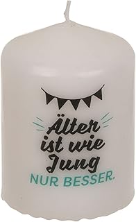 Stumpenkerze Spruchkerze Echtwachskerze Natürliche Lichtquelle „Wieder ein Jahr schöner“ 6 x 8 …