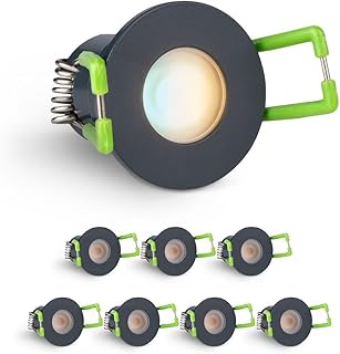 LongLife LED 8er Set Einbaustrahler Mini 3W CCT 2700K-6500K anthrazit RAL 7016 IP65 Dimmbare Stra…