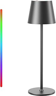 Qsky Tischlampe Kabellos Dimmbare LED Akku Tischleuchte, Wiederaufladbar Warme Lichtfarbe 3000K+R…