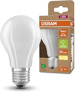 Osram LED Stromsparlampe, Matte Birne aus Glas mit E27 Sockel, Warmweiß (3000K), 4 Watt, ersetzt…