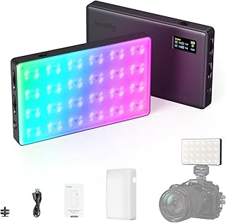 SMALLRIG Led Videoleuchte RGB, 5000mAh Fotolicht mit OLED-Bildschirm, Cold Shoe Mount und Diffuso…