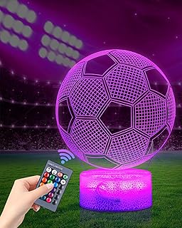 Fussball Geschenke Jungen Kinder Mädchen, 3D Nachtlicht Optische Täuschungs Deko lampe mit 16 F…