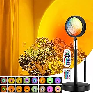 Sunset Lamp,Sonnenuntergang Lampe mit USB,Höhenverstellbar LED Nachtlicht Rainbow Light 24 Farbe…