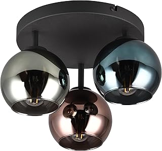 Reality Leuchten Deckenleuchte Sheldon R61303017, Metall Schwarz matt, Glas Blau/Grün/Kupferfarb…