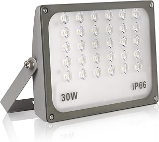 LED Strahler Außen 30W, 3000LM Superhell Dünn Fluter Außen, 6500K Kaltweiß Scheinwerfer Flute…