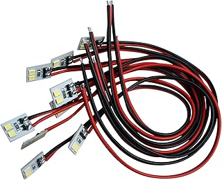 10 STK. LED Hausbeleuchtung 10x10mm Weiss mit Kabel 20cm warmweiß kaltweiß (10-19V, warmweiß)