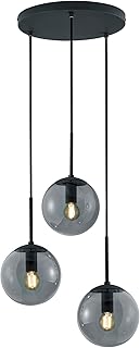 Trio Leuchten Pendelleuchte Balini 308590342, Metall Anthrazit, Glas rauchfarbig, exkl. 3x E14