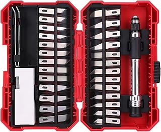 Amazon Basics PräzisionsHobbymesserSet, aus Holz, 29teilig, Rot