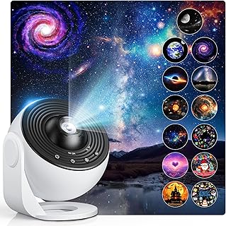 Sternenhimmel Projektor mit 13 Stück Filmscheiben, Geräuscharmer LED-Planetarium Galaxy Projekt…