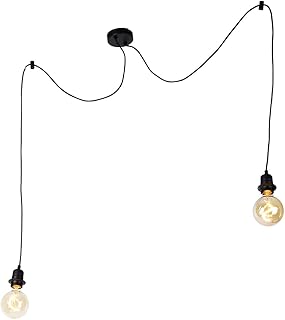 Qazqa – Moderne Hängelampe I Pendellampe I Puristische Pendelleuchte schwarz 2-flammig – Cava I …