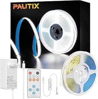 PAUTIX COB LED Streifen kaltesWeiß 6000K,5m 480LEDs/M Dimmbar 24V Flexibel LED Strip lights Set …