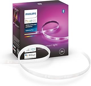 Philips Hue White & Color Ambiance Lightstrip Plus Basis-Set V4 (2 m), dimmbarer LED Streifen fü…
