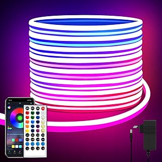 10m LED Neon Strip Mit APP Steuerung, Fernbedienung, IP65 Wasserdichte Flexible RGB Streifen, 24V…