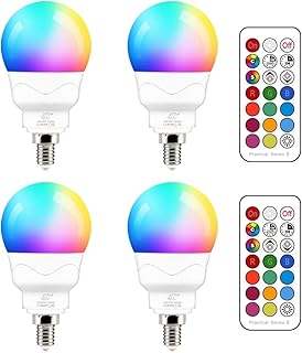 iLC E14 Led Lampe 5W (ersetzt 40W) RGBW mit Fernbedienung Warmweiß 2700K Ambiente RGB Farbwechse…