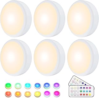 HELPLEX Unterbauleuchten, 6 RGBW Kabellose Schrankbeleuchtung RGBW 16 Farben LED Nachtlicht mit F…