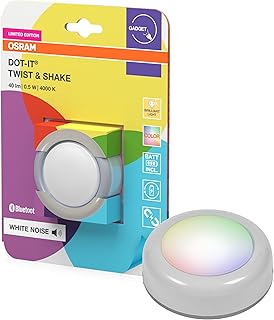 OSRAM SMART+ DOT IT Twist and Shake RGBW LED Leuchte, 0,5W, 40lm, 4000K, Bluetooth, Akku, Silber,…