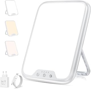 Tageslichtlampe, 10000 Lux Lichttherapielampe mit Memory Funktion, 4 Timer, 3 Lichtfarben Sonnenl…