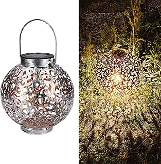 Navaris Metall LED Solarlaterne außen – Tragegriff – 16cm – cooler Schatteneffekt – Orientalisch…