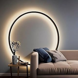 DESHOME Wandleuchte Kreis 100cm, Innen Dimmbar Indirekte Beleuchtung, mit Schalter und Kabel, Alu…