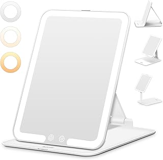 Auxmir Kosmetikspiegel mit Beleuchtung, Wiederaufladbar Tragbar Spiegel Schminkspiegel, Faltbar R…