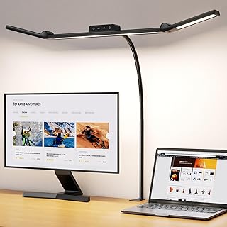 EppieBasic Schreibtischlampe LED Klemmbar,24W 3-Lampenköpfe Dimmbar für Homeoffice, 1200LM Auge…