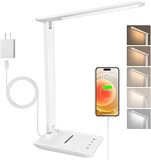 Schreibtischlampe LED Dimmbar Augenschutz,Desk Lamp mit 5 Farben und 5 Helligkeitsstufen,Tischlam…