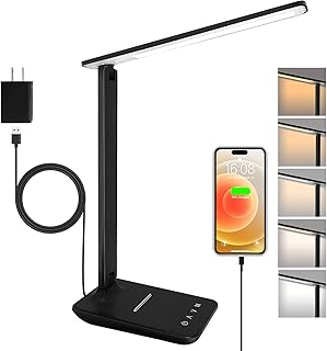 Schreibtischlampe LED Dimmbar Augenschutz,Desk Lamp mit 5 Farben und 5 Helligkeitsstufen,Tischlam…
