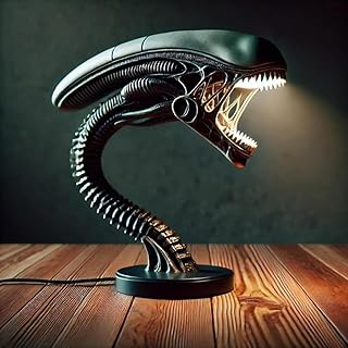 2025 Neue Sci Fi LED Tischleuchte Alien 3D Harz Nachtlicht USB-Kabelschalter Schwarze Skulptur im…