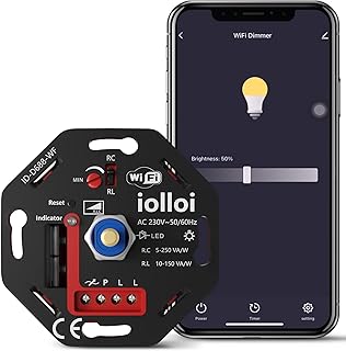 Universal WiFi/Wlan Dimmer Schalter, Smart Dimmschalter 230V, LED Dimmer 5-250W, Kompatibel mit A…