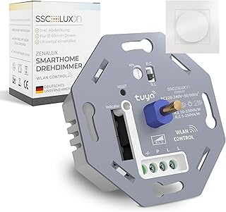 SSC-LUXon ZENALUX Smarter WLAN Drehdimmer LED mit Abdeckung – Universal Dimmer Unterputz kompatib…