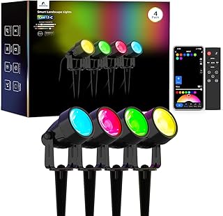 APPECK Gartenstrahler, WiFi Smart Gartenbeleuchtung mit Strom, RGBW Farbe ändernde intelligente …