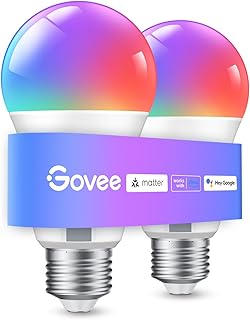 Govee Smart Glühbirne E27, WLAN LED Lampe RGBWW kompatibel mit Matter, Alexa und Google Assistan…