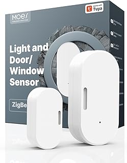 MOES Smart Tür- und Fenstersensor mit Lichtsensor, ZigBee Magnetkontakt Tür-/Fensterkontakt, Er…